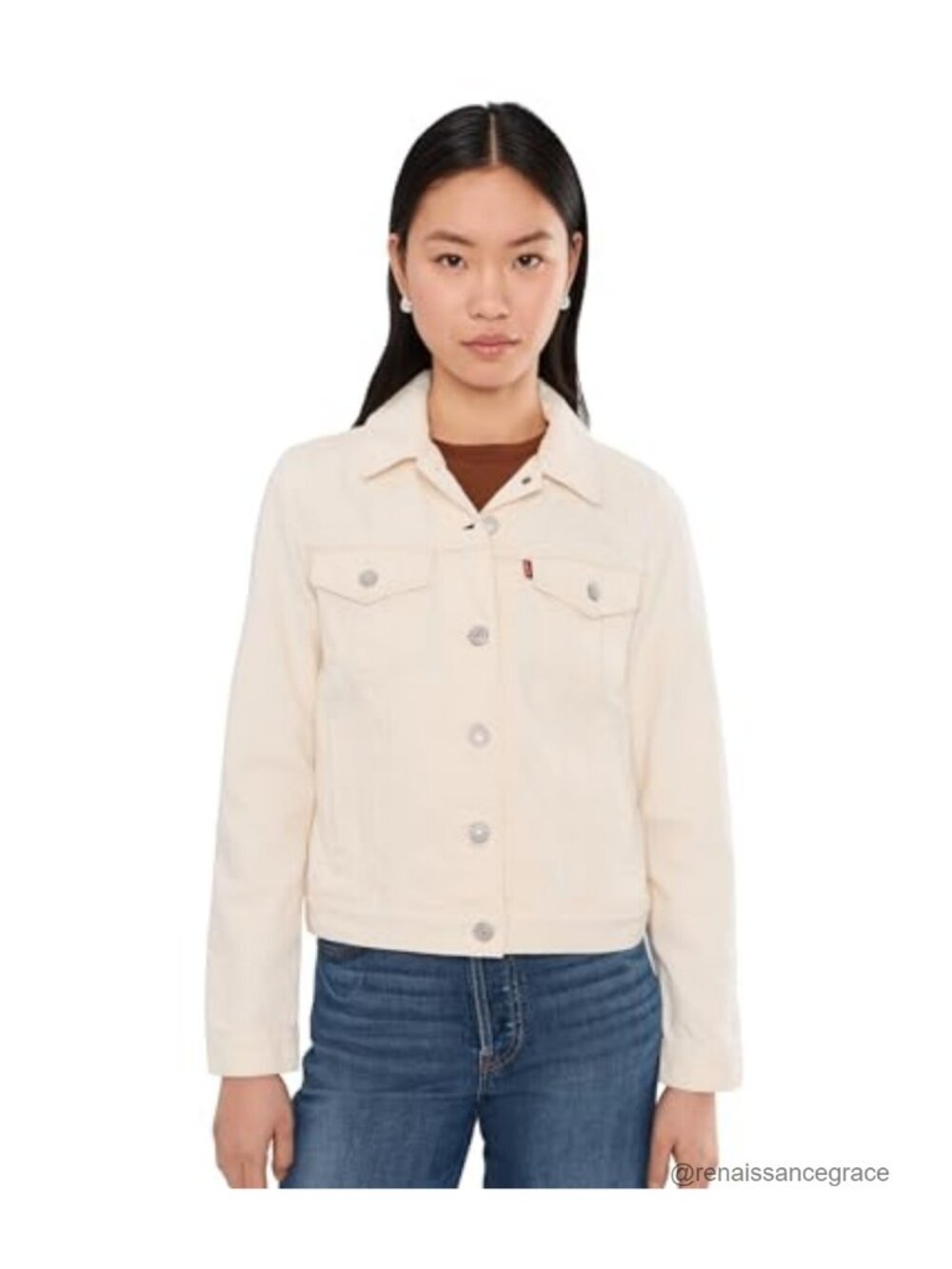 Cotton Trucker Jacket Button Front Collared Long Sleeve Casual
